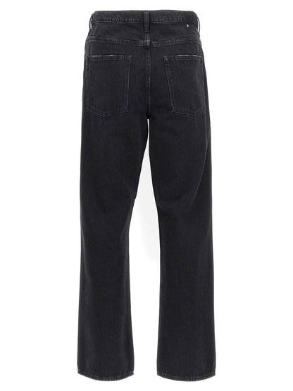 Black Cotton Straight-Leg Jeans