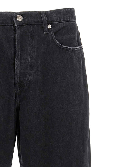 Black Cotton Straight-Leg Jeans