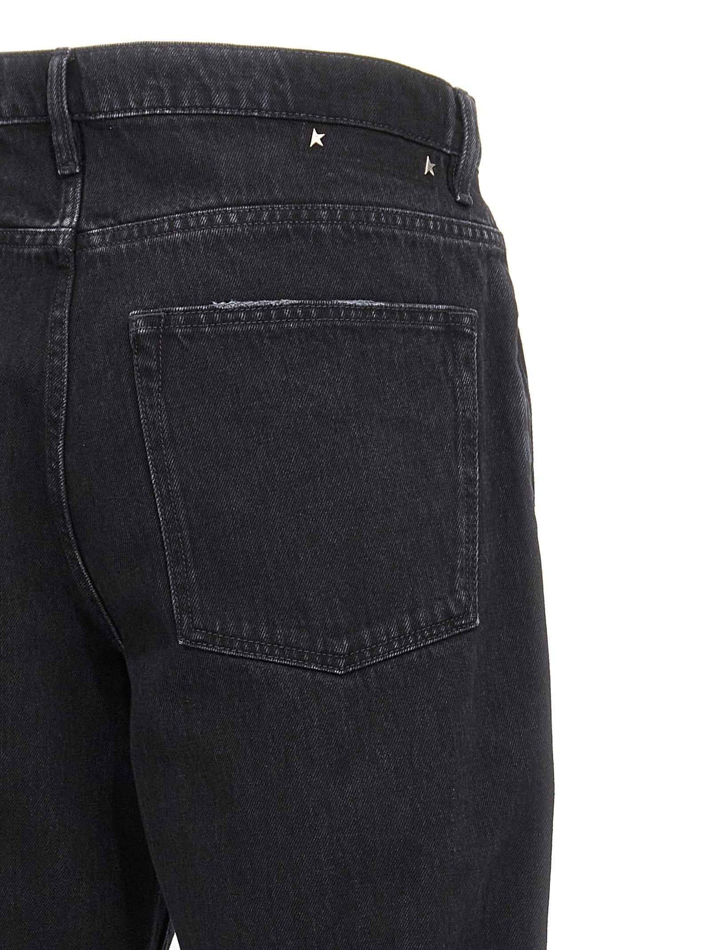 Black Cotton Straight-Leg Jeans