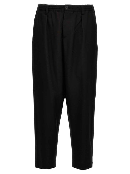 Black Virgin Wool Cropped Pants