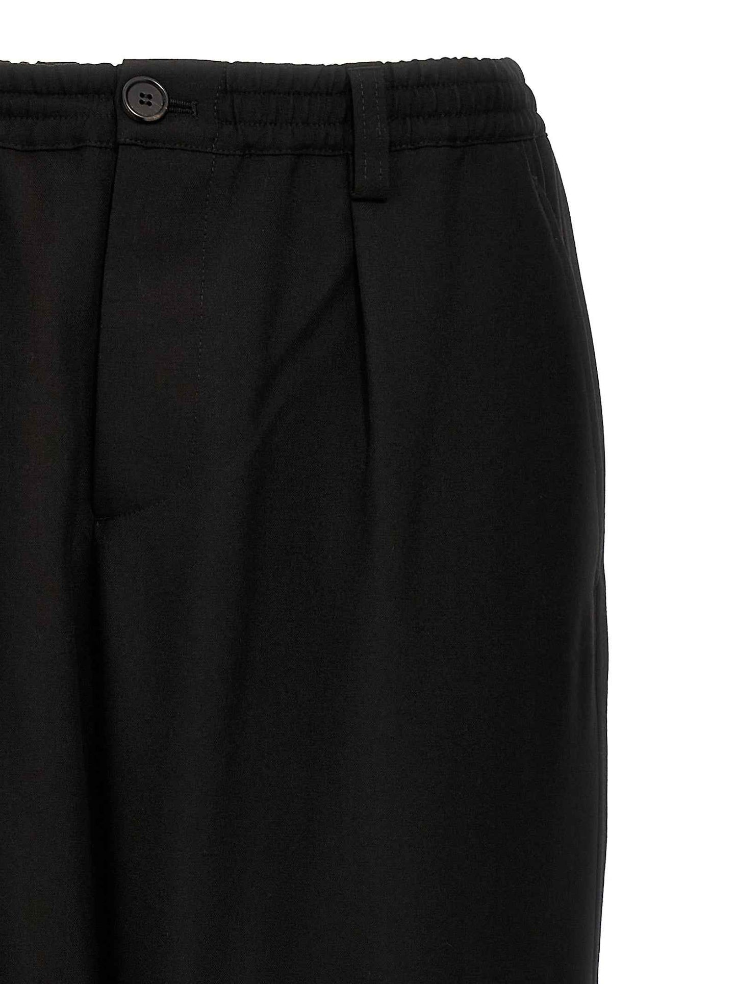Black Virgin Wool Cropped Pants