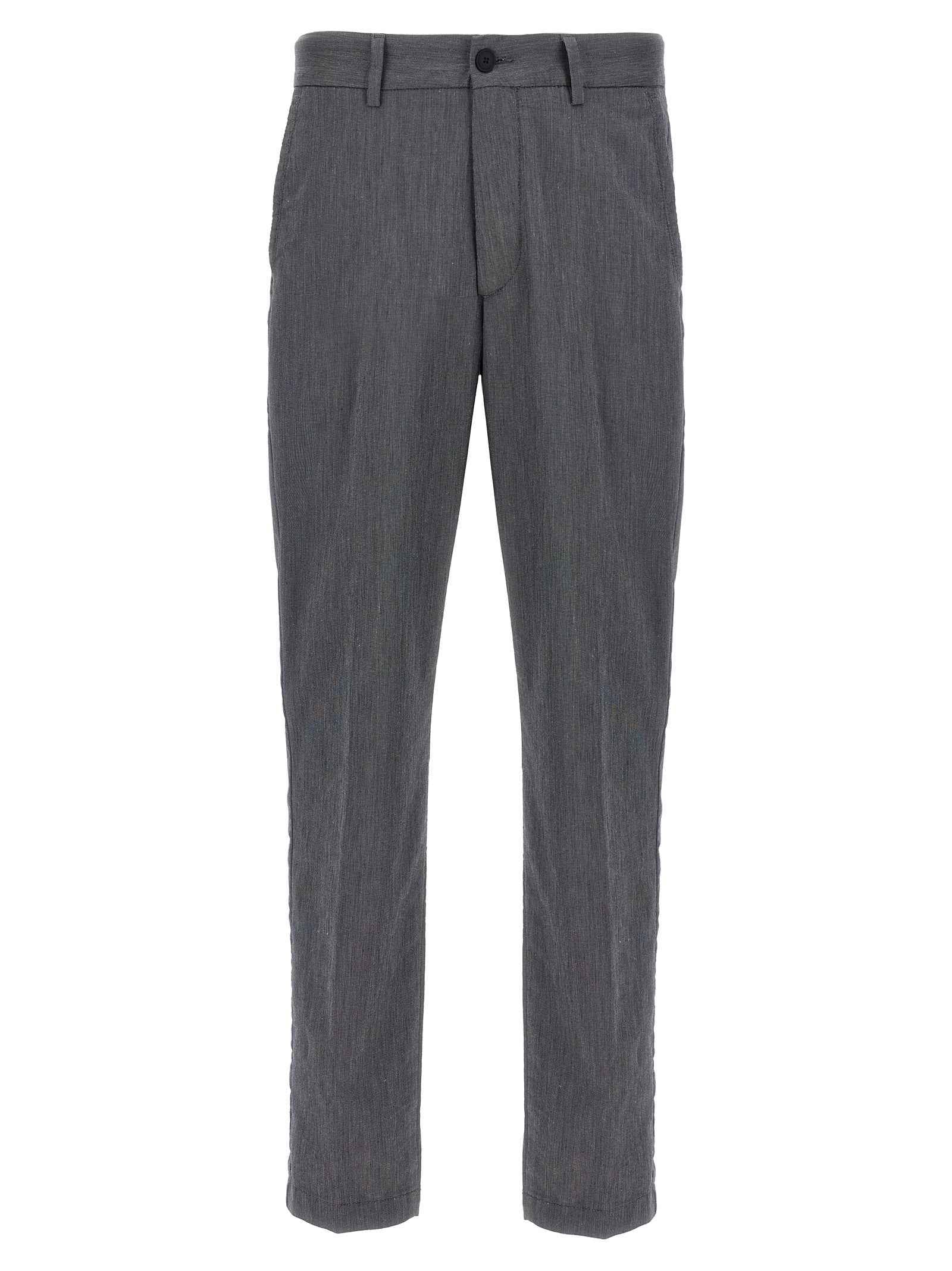 Blue Cotton Casual Pants