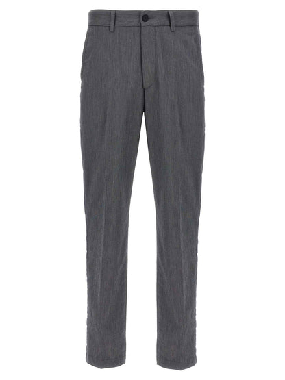 Blue Cotton Casual Pants