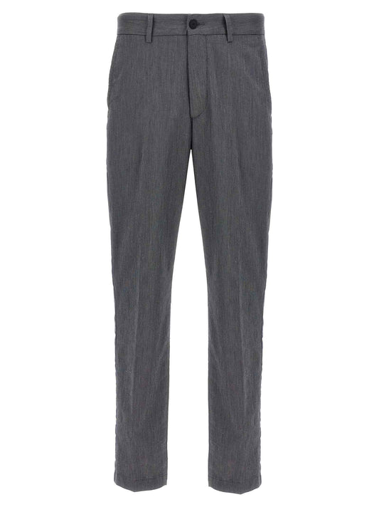 Blue Cotton Casual Pants