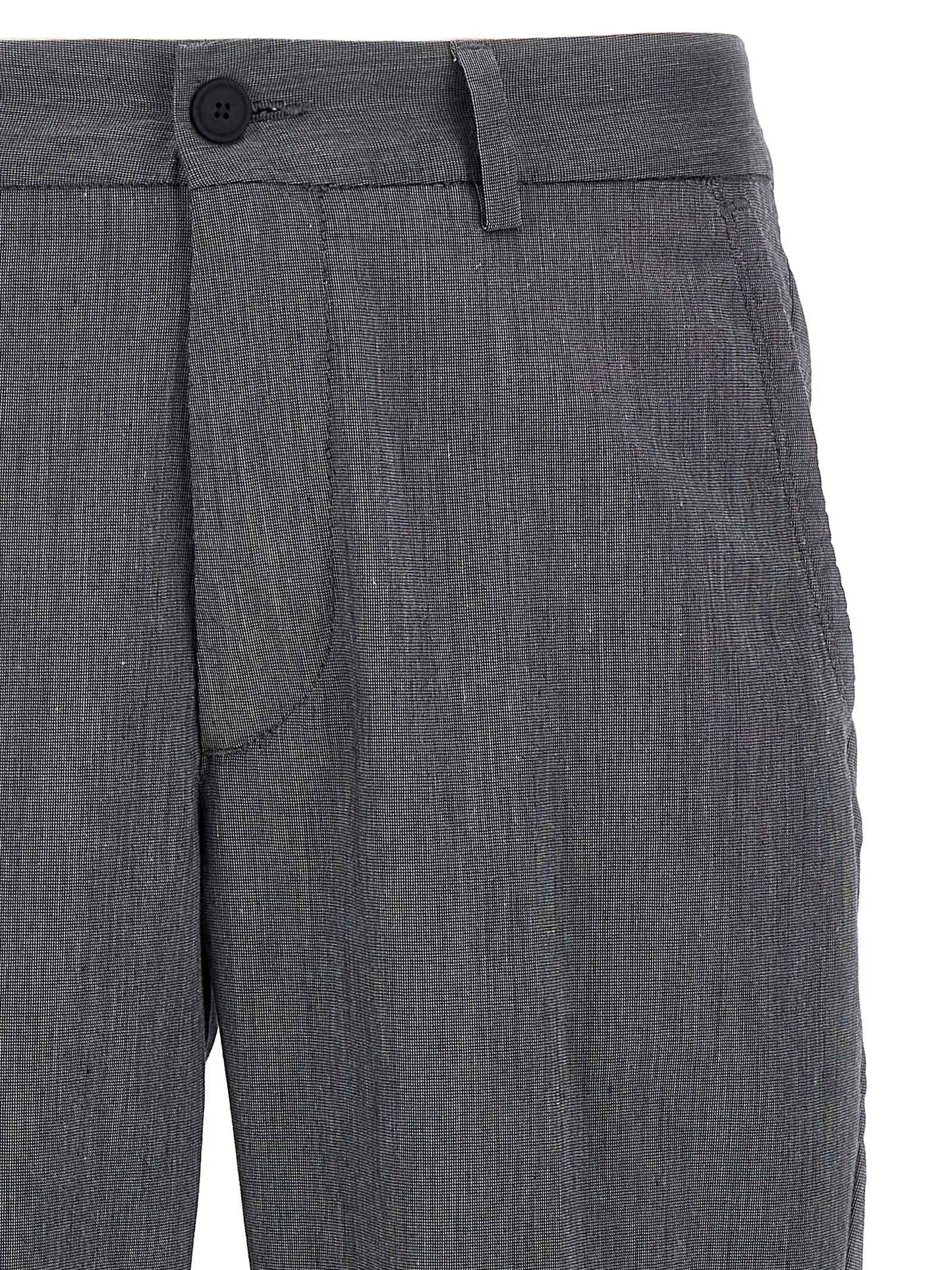 Blue Cotton Casual Pants