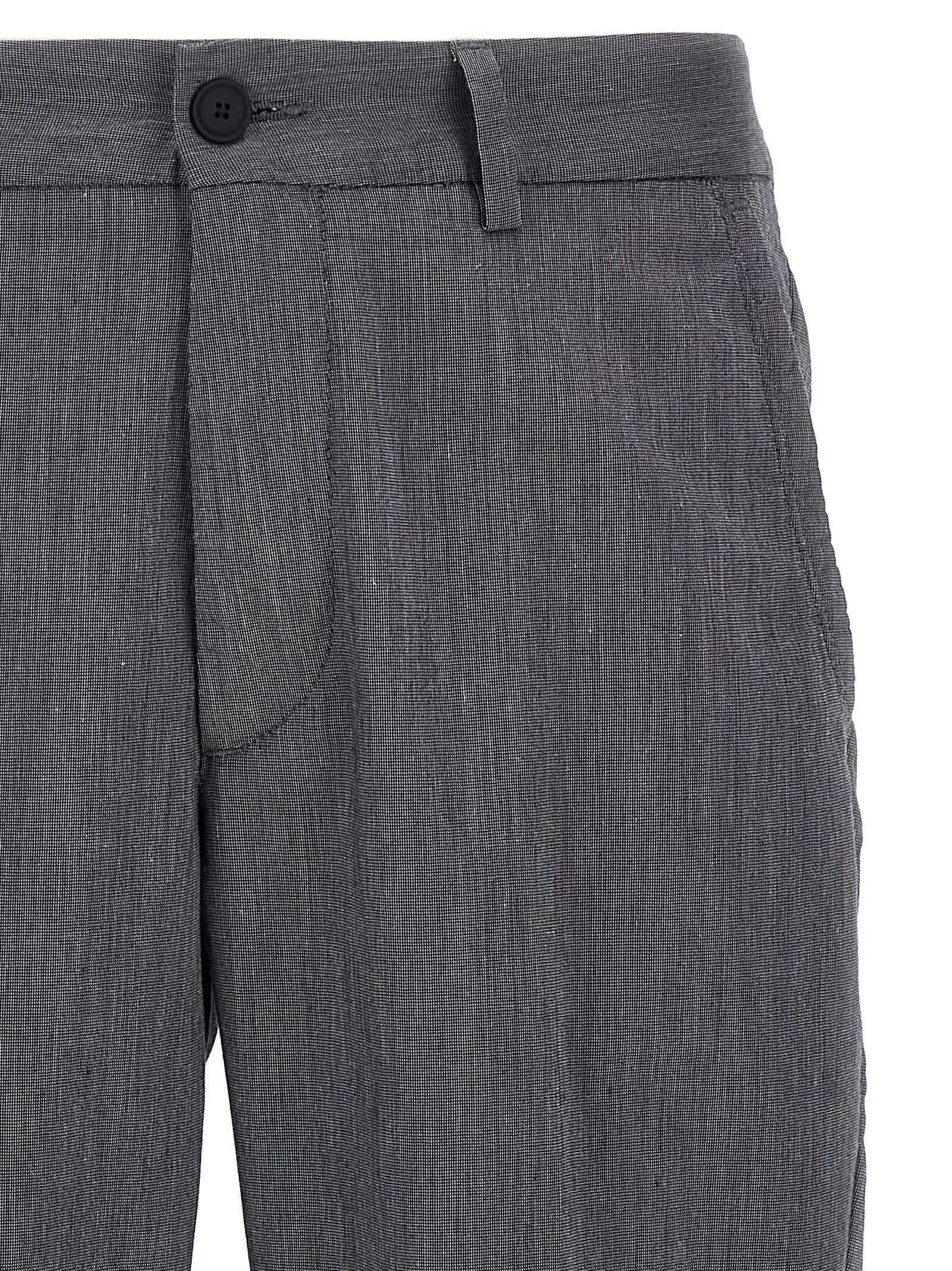 Blue Cotton Casual Pants