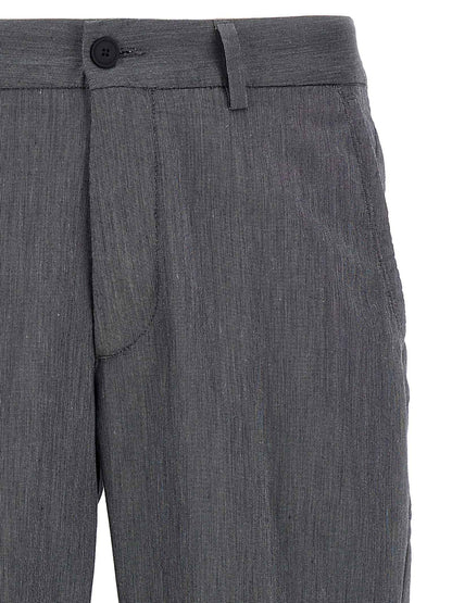Blue Cotton Casual Pants