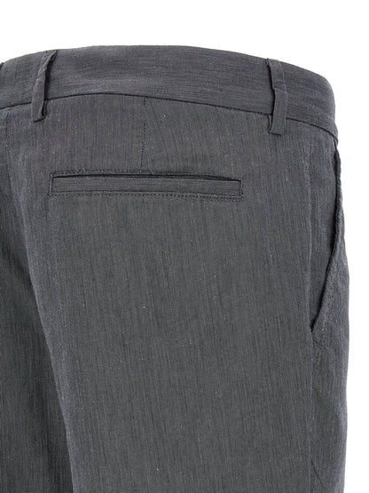 Blue Cotton Casual Pants