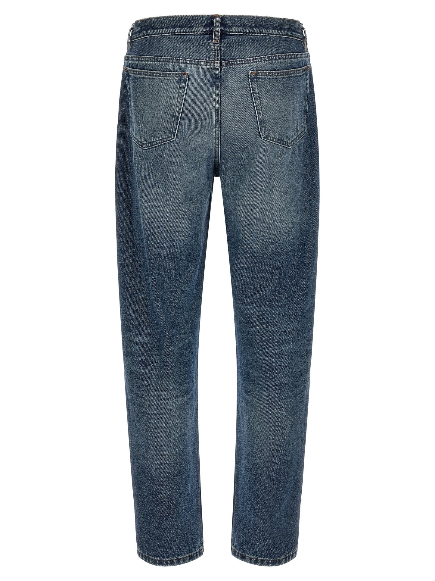 Blue Cotton Straight-Leg Jeans