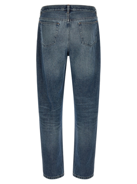 Blue Cotton Straight-Leg Jeans