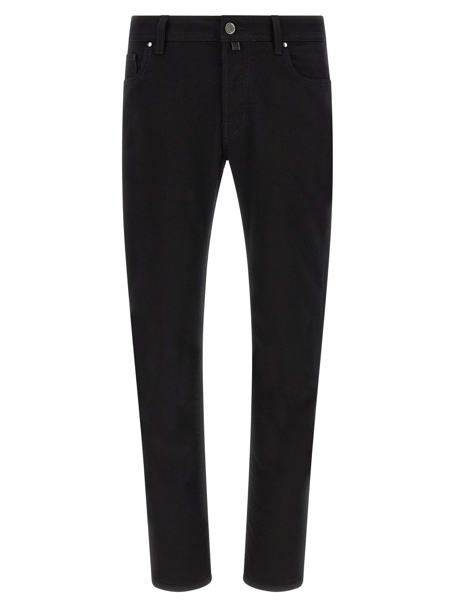 Black Cotton Straight-Leg Jeans