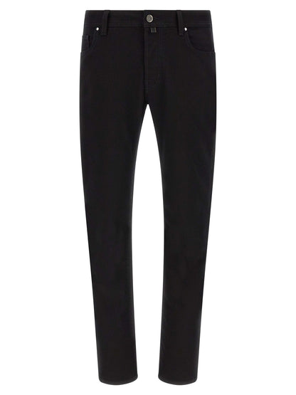 Black Cotton Straight-Leg Jeans