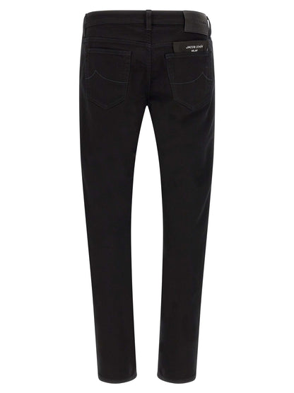 Black Cotton Straight-Leg Jeans