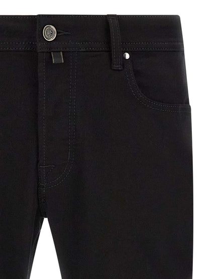 Black Cotton Straight-Leg Jeans