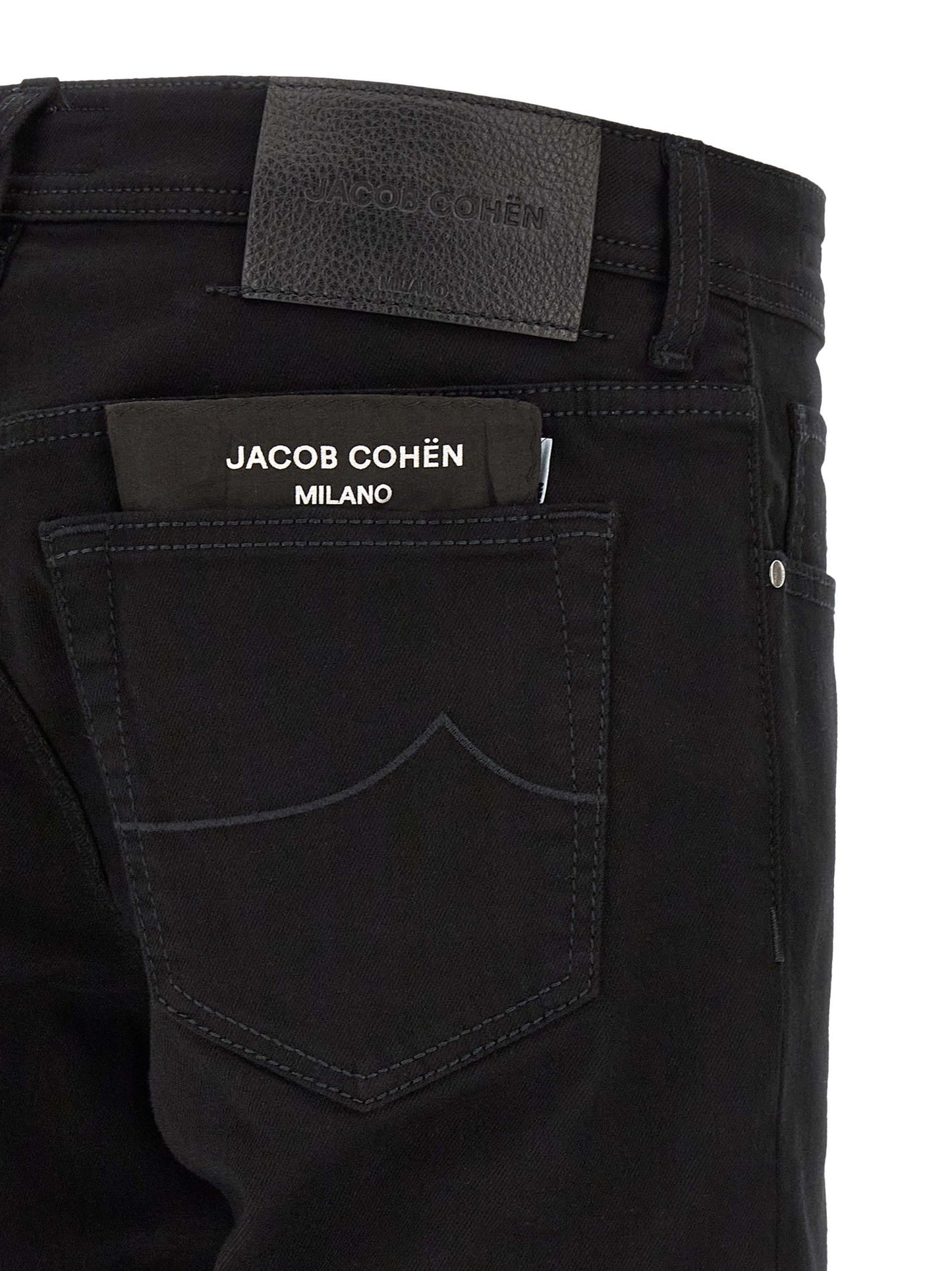 Black Cotton Straight-Leg Jeans