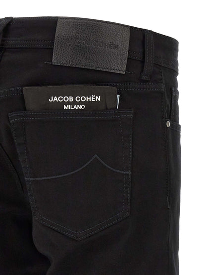Black Cotton Straight-Leg Jeans