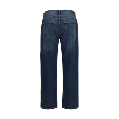 Blue Cotton Straight-Leg Jeans