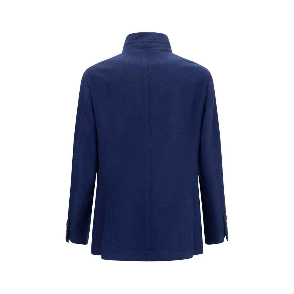 Blue Cashmere Full-Length Jacket