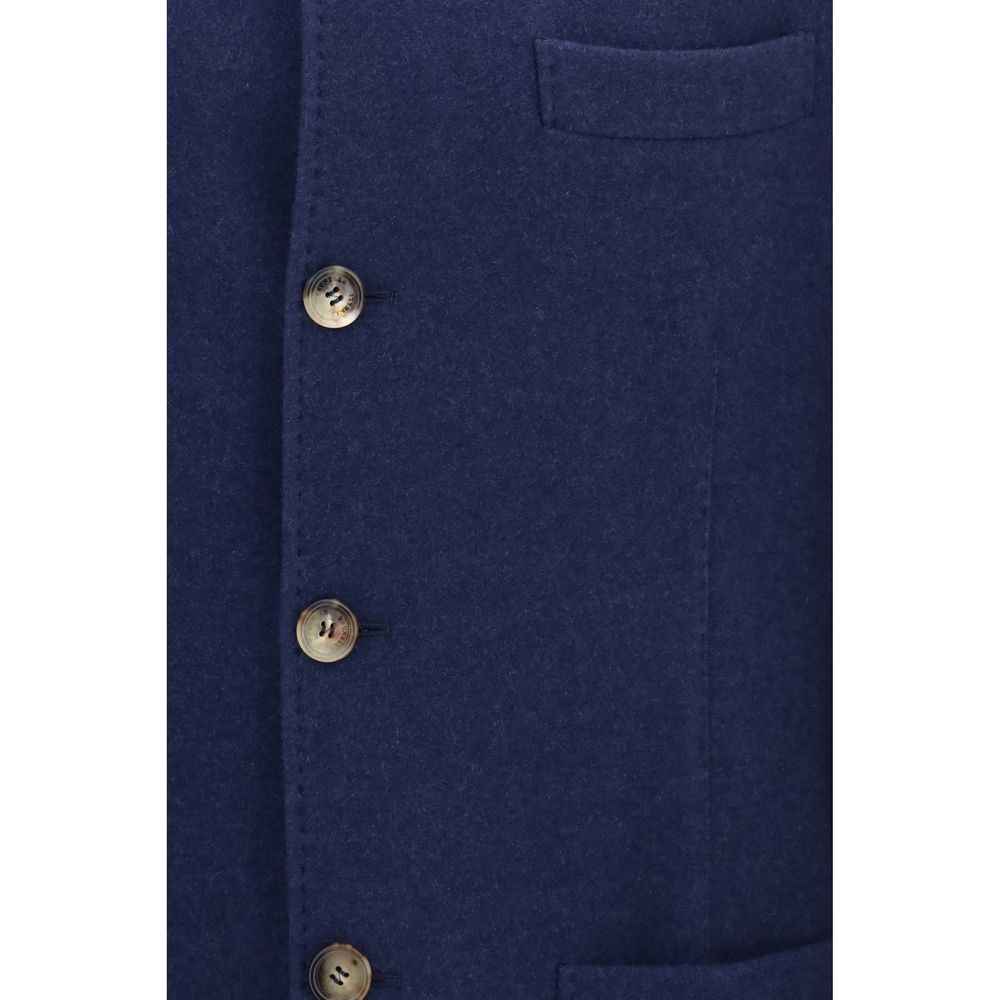 Blue Cashmere Full-Length Jacket