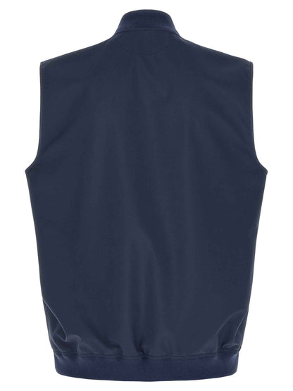 Blue Polyester Sleeveless Jacket