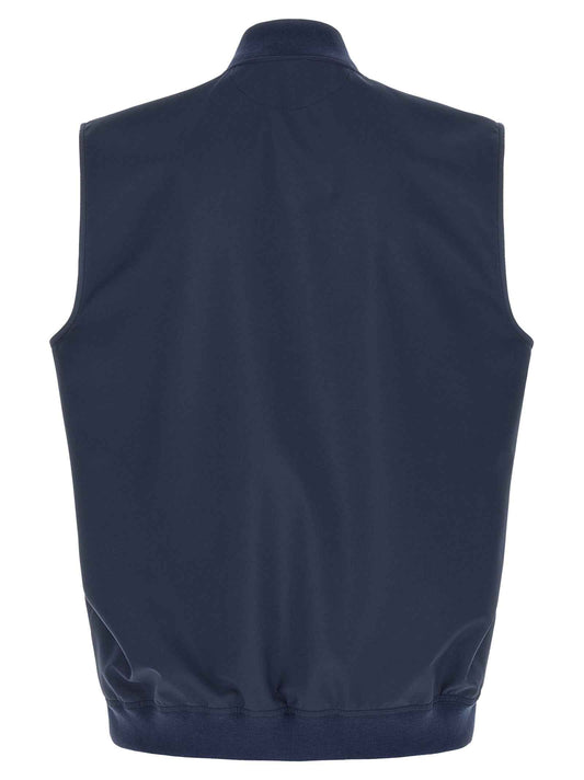 Blue Polyester Sleeveless Jacket