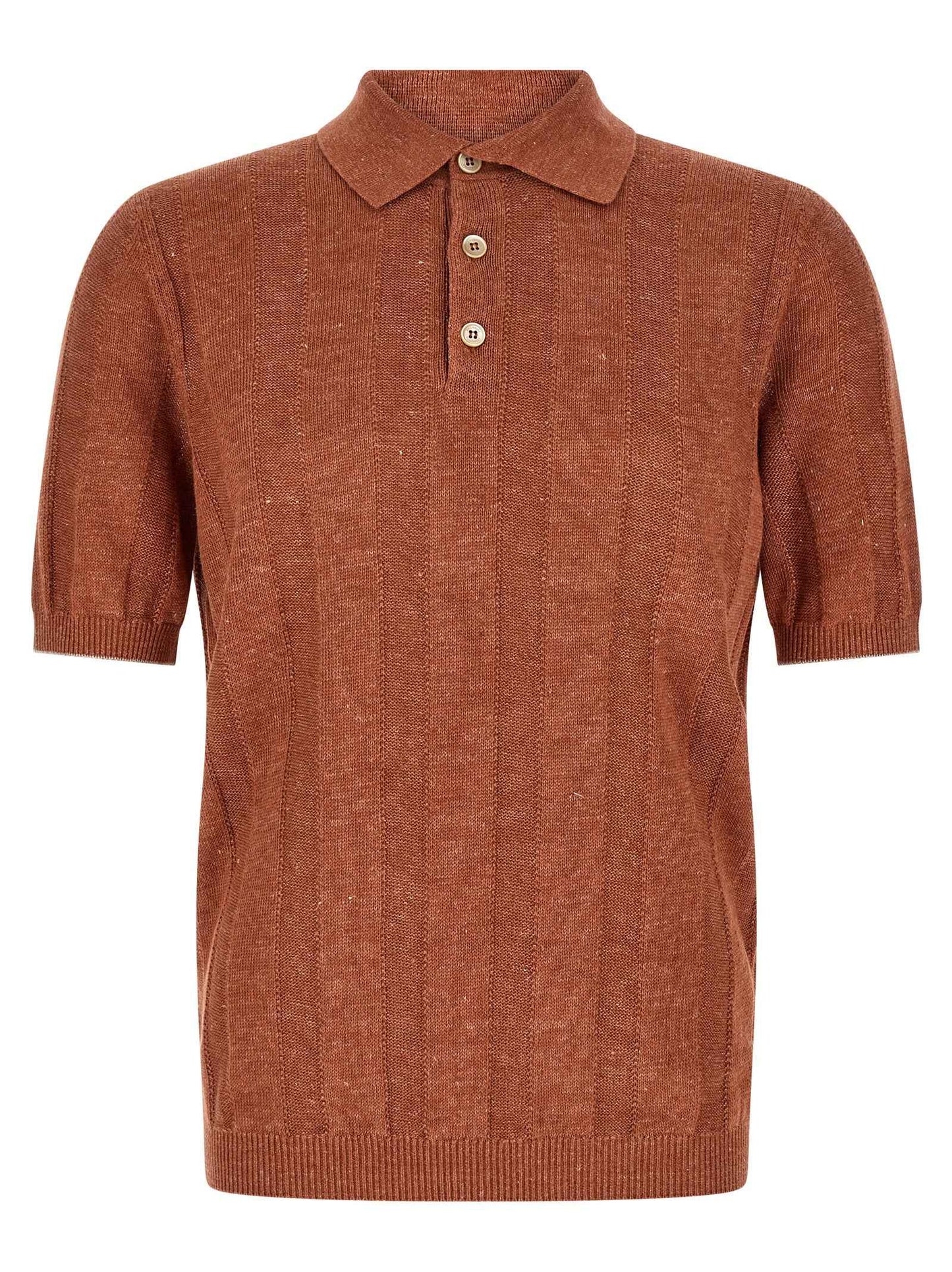Orange Linen Polo Shirt