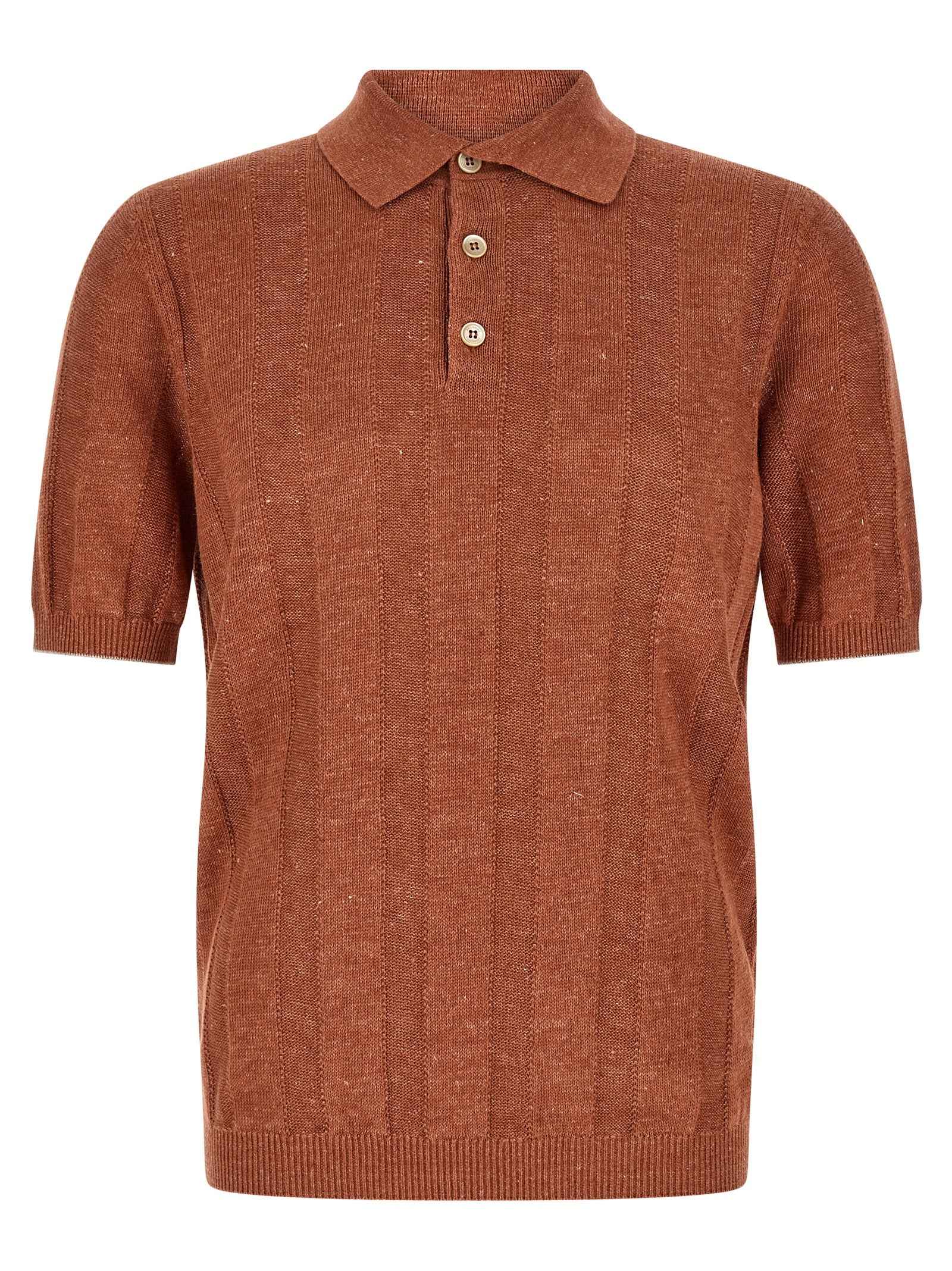 Orange Linen Polo Shirt