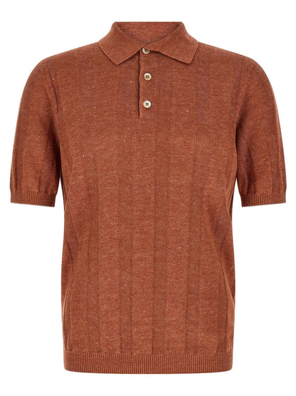 Orange Linen Polo Shirt