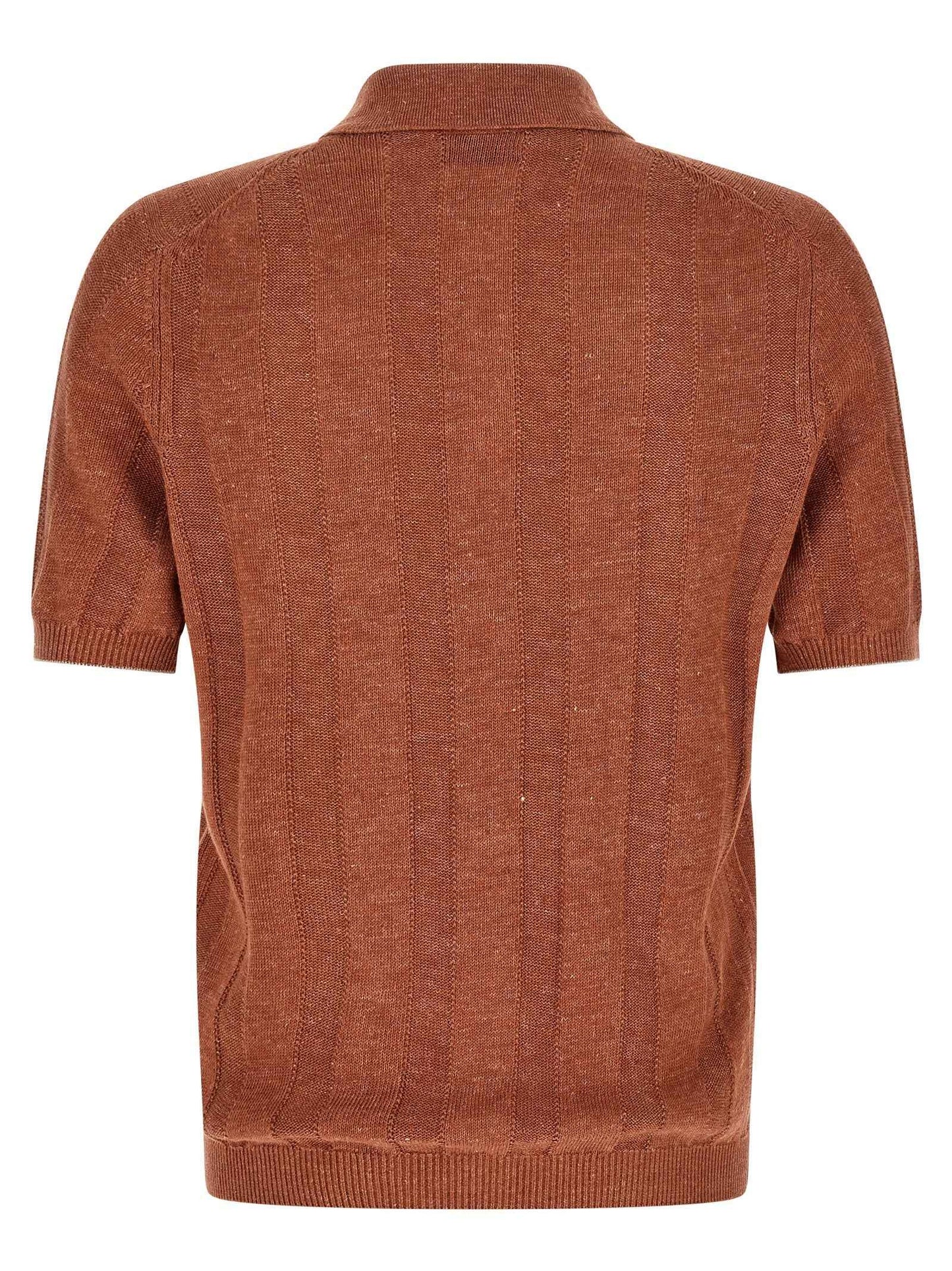 Orange Linen Polo Shirt