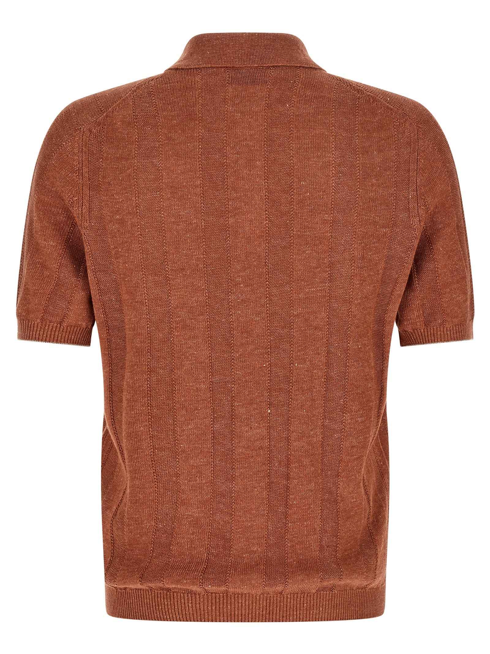 Orange Linen Polo Shirt