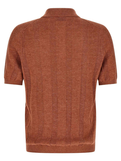 Orange Linen Polo Shirt