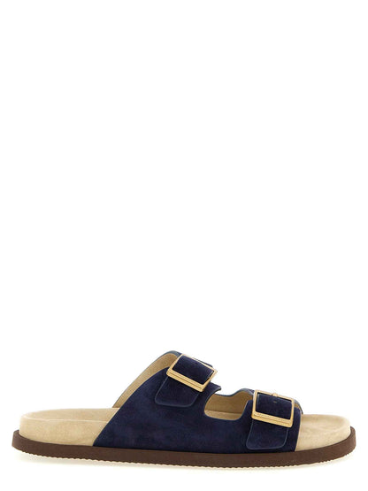 Blue Calfskin Slides