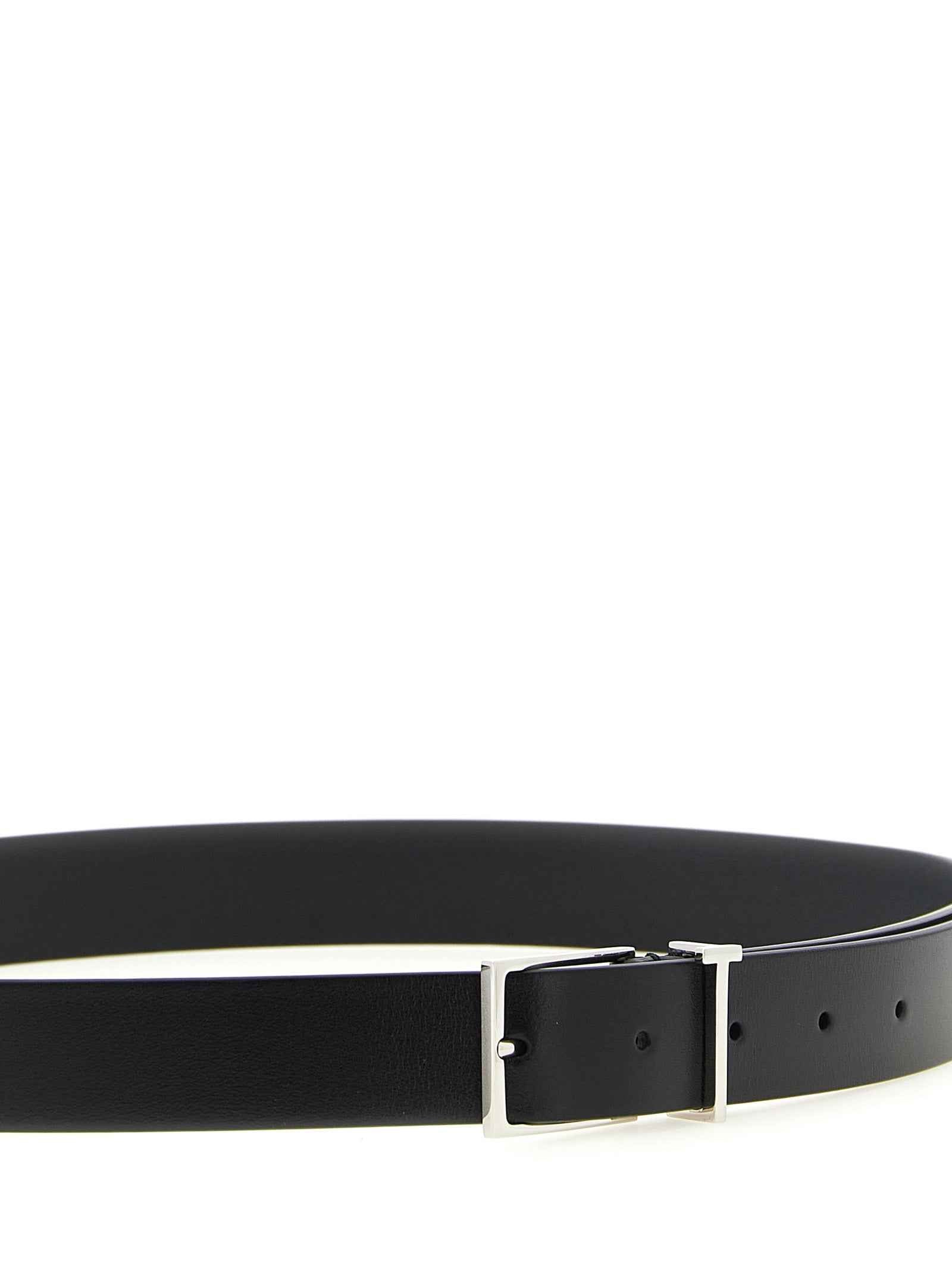 Black Calfskin Thin Belt