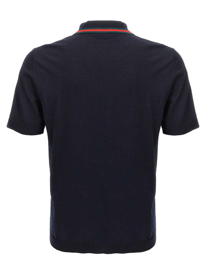 Blue Wool Polo Shirt