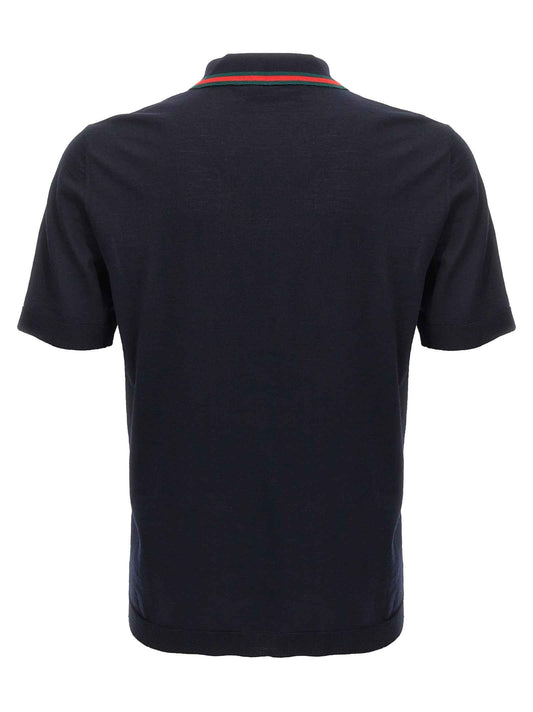 Blue Wool Polo Shirt