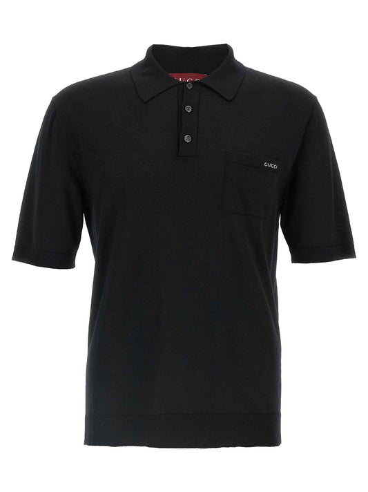 Black Wool Polo Shirt