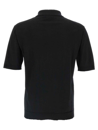 Black Wool Polo Shirt