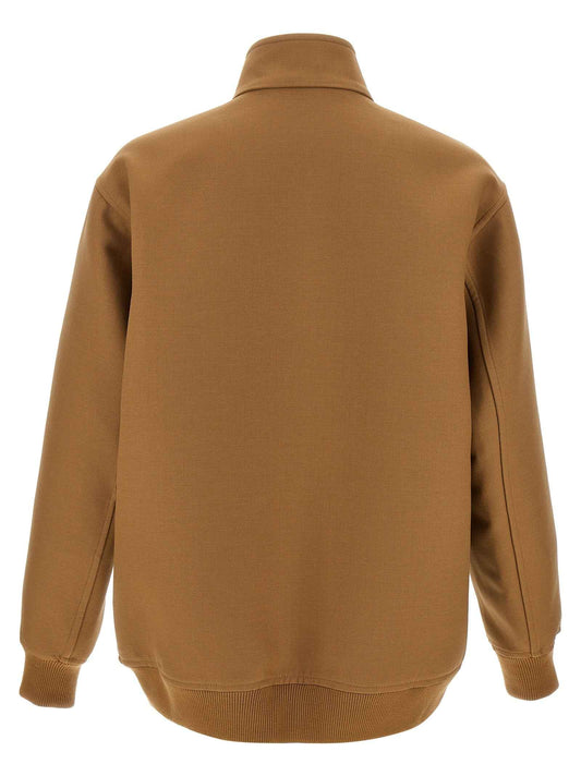 Brown Wool Full-Length Jacket