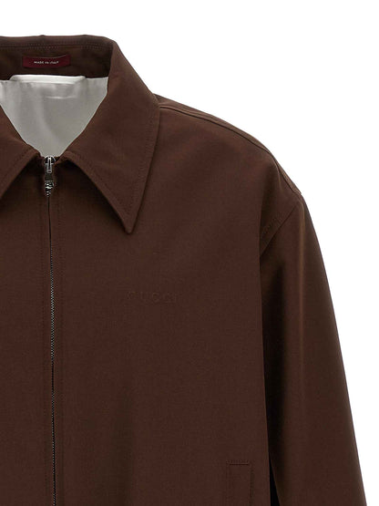 Brown Wool Full-Length Jacket