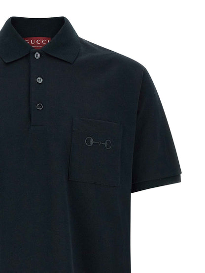Blue Cotton Polo Shirt