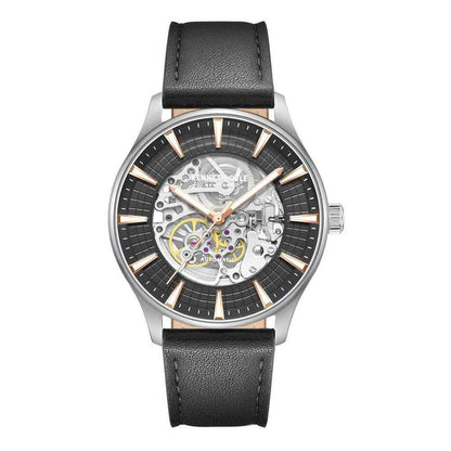 Black Leather Dress Watch