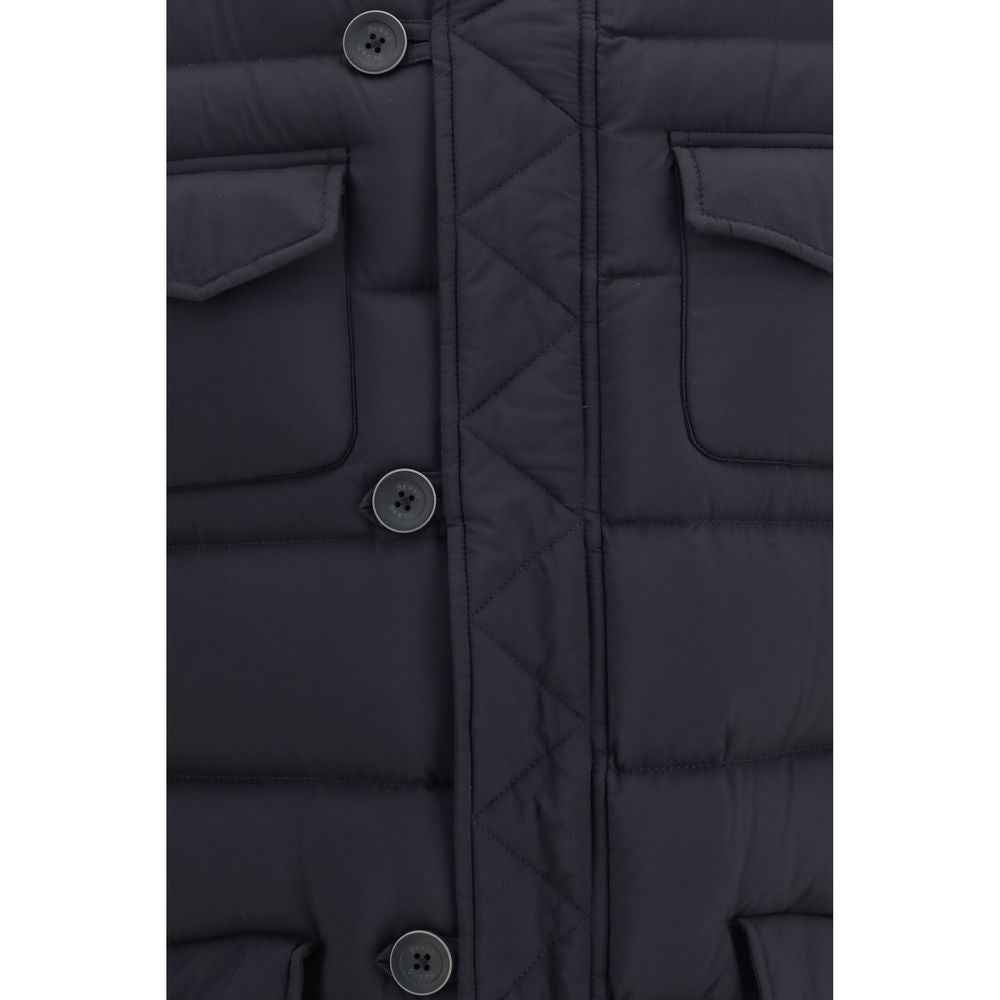 Black Polyester Full-Length Jacket