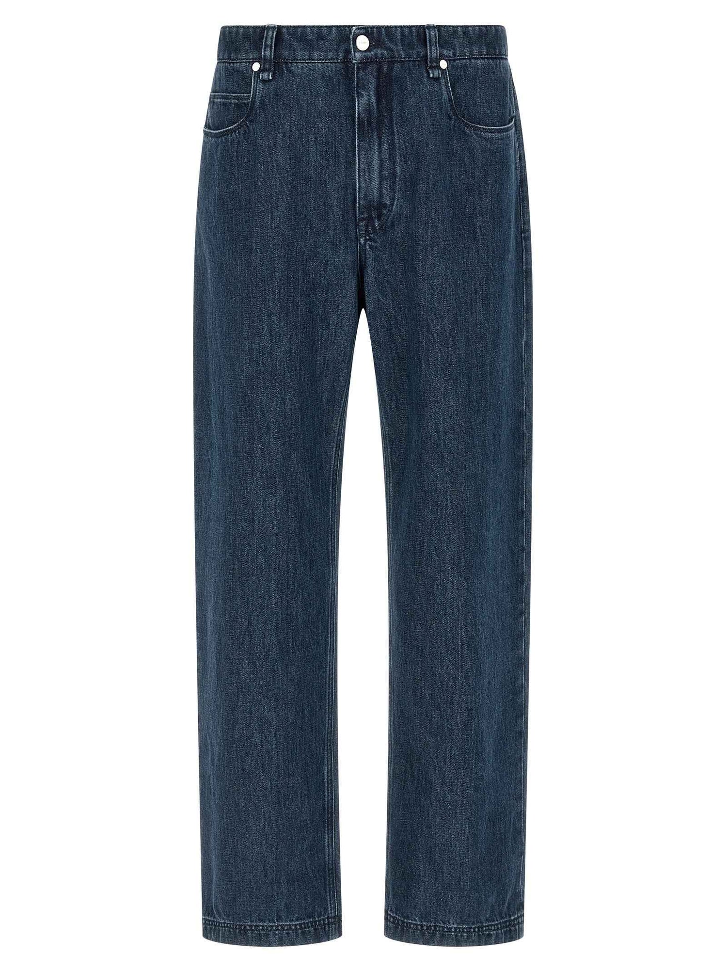 Blue Cotton Flared Jeans