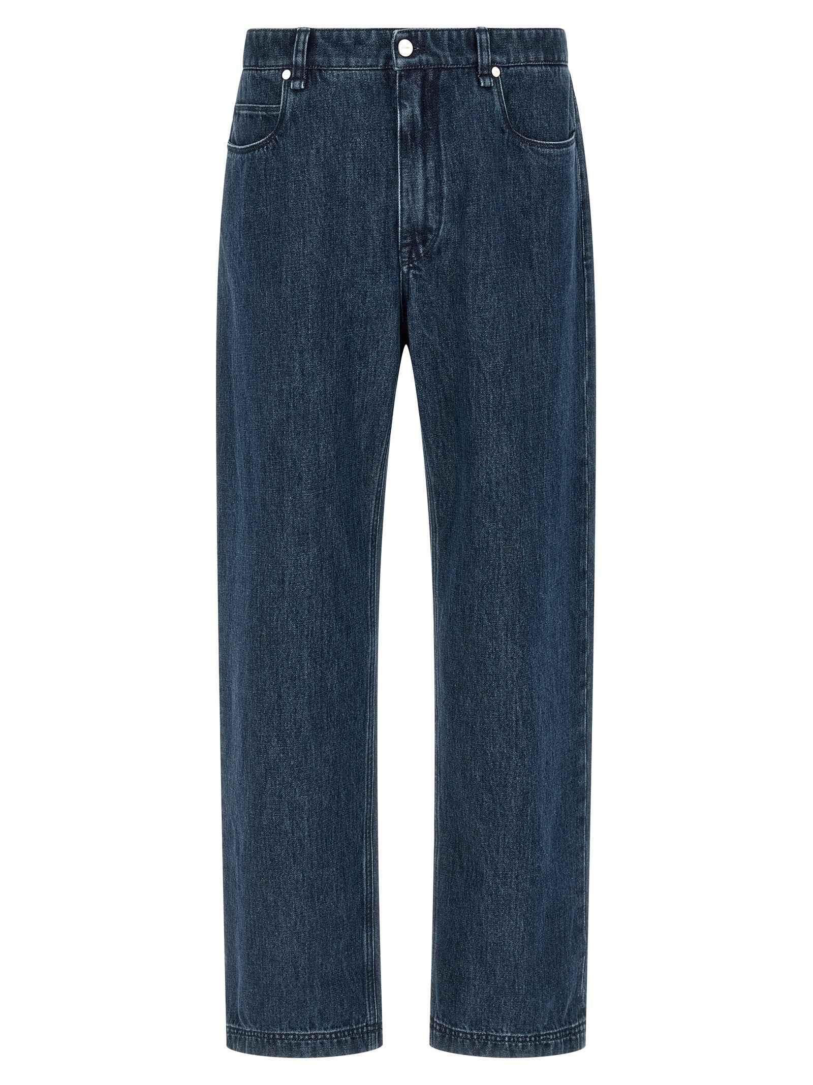 Blue Cotton Flared Jeans
