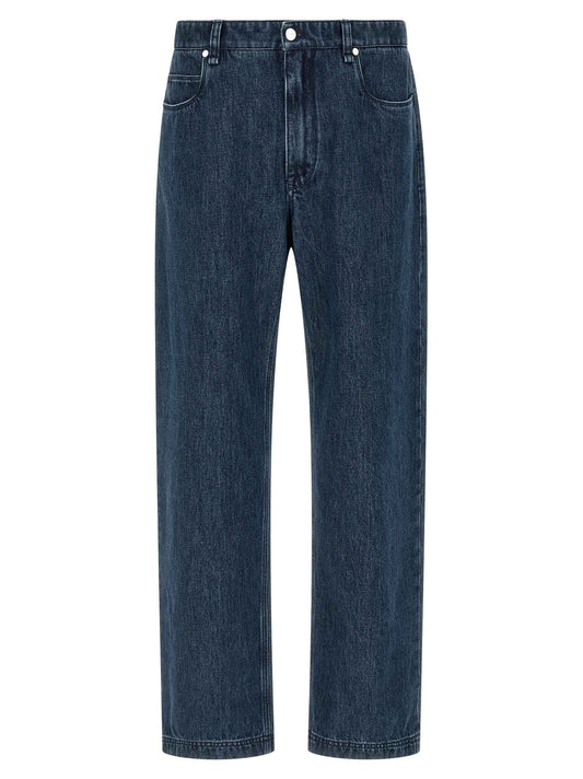 Blue Cotton Flared Jeans
