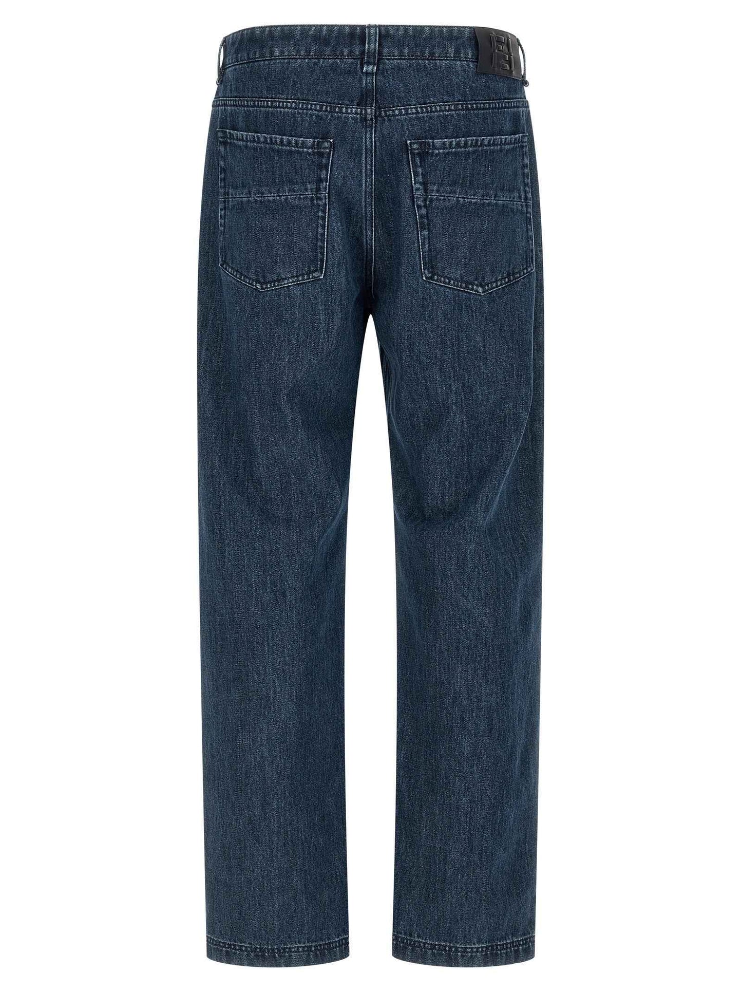 Blue Cotton Flared Jeans