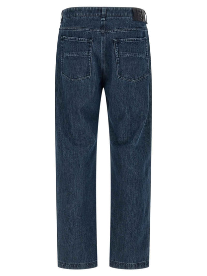 Blue Cotton Flared Jeans