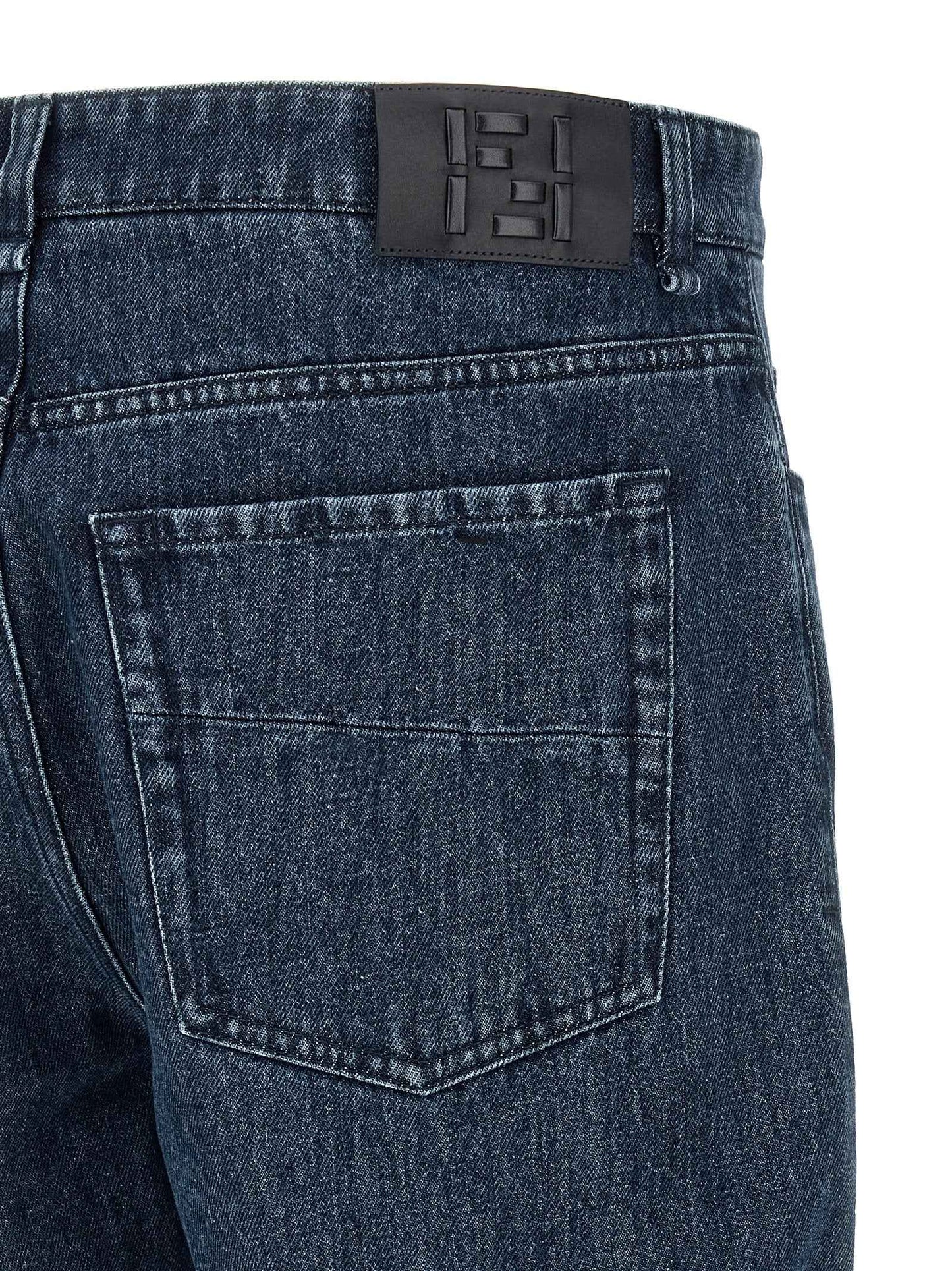 Blue Cotton Flared Jeans