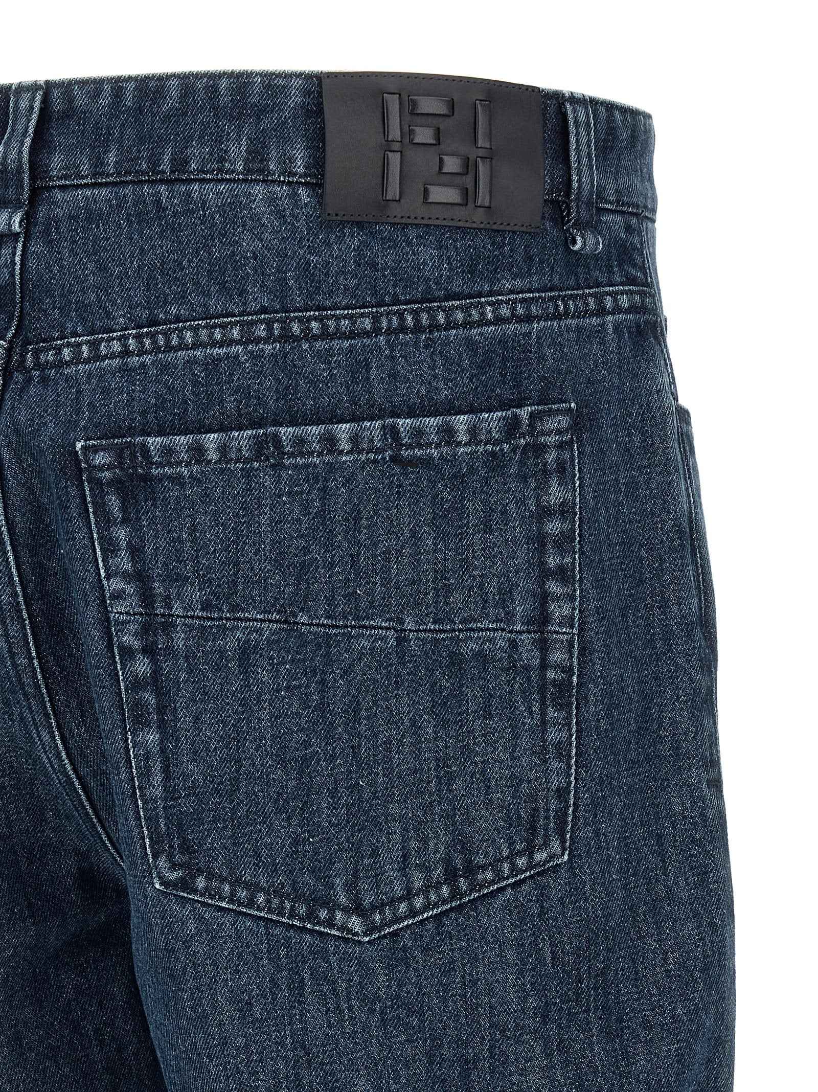 Blue Cotton Flared Jeans