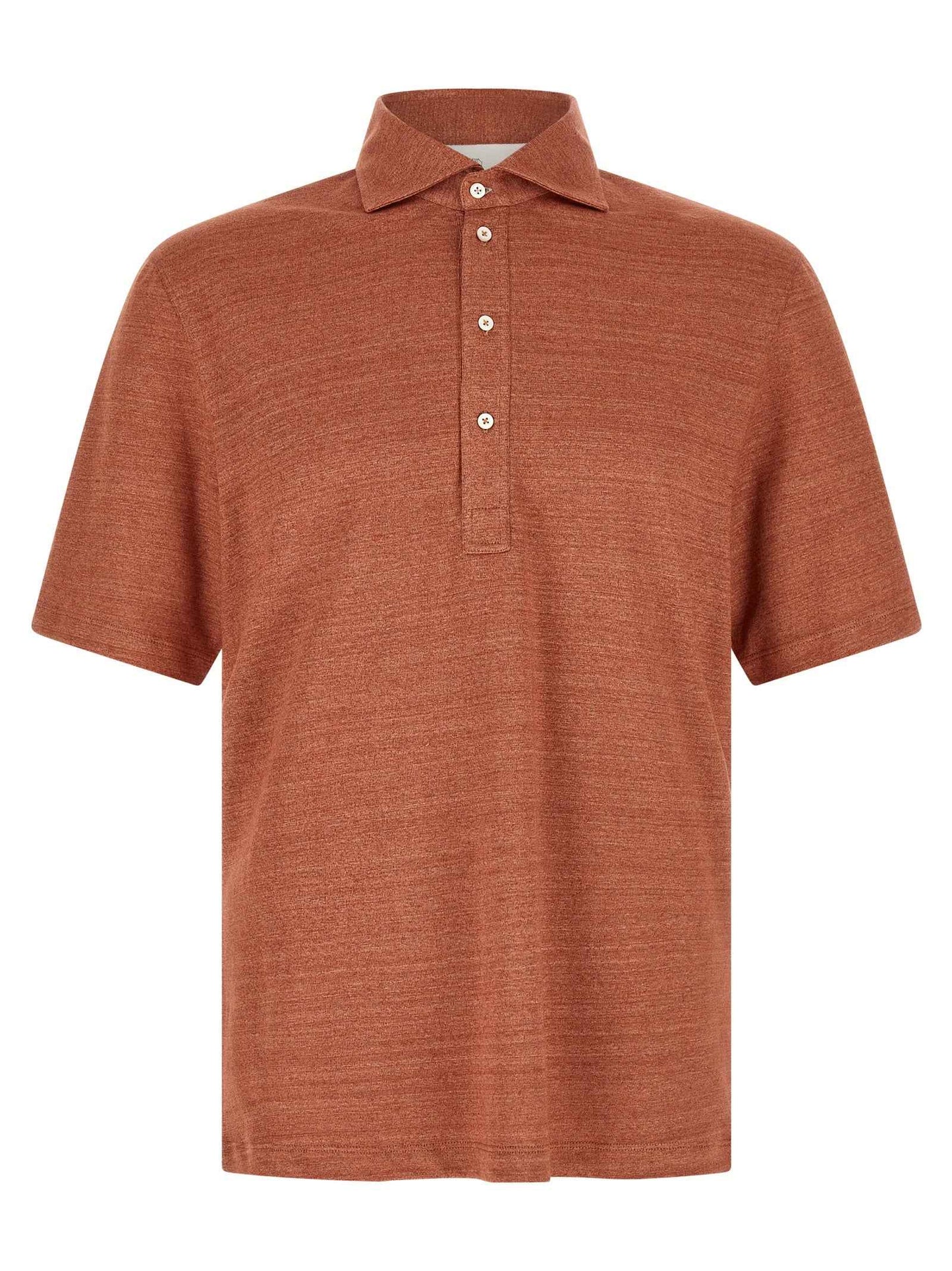 Orange Linen Polo Shirt